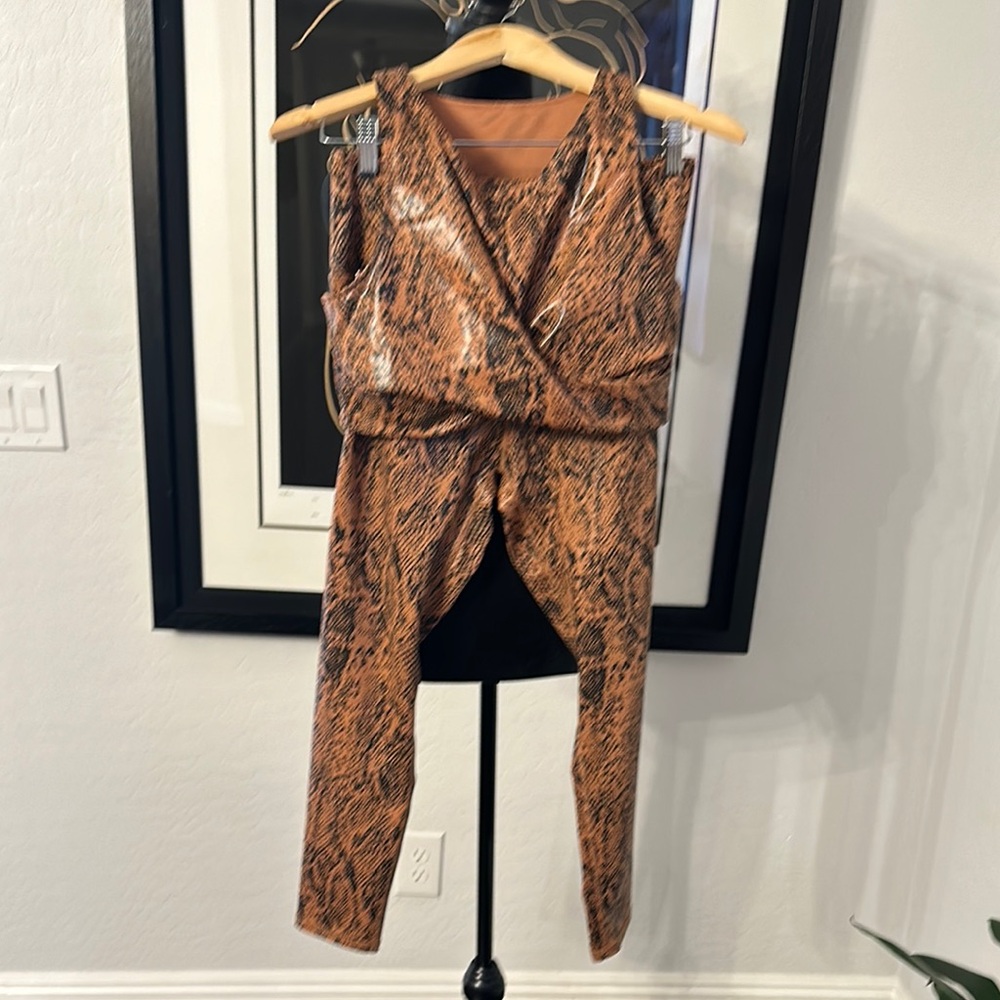 Chic Brown Snakeskin Wrap Jumpsuit